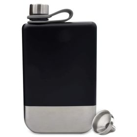 1pc Premium Hip Flask For Whiskey; Stainless Steel Hip Flask With Funnel; Leakproof Camping Whiskey Flask; Portable Cap Hip Pocket Flask For Outd (Color: black)