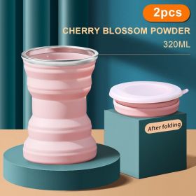 1/2pcs Portable Silicone Folding Water Cup Outdoor Heat Resistant Foldable Mug Collapsible Drinking Cups With Lid Travel Camping (Color: 2pcs Pink, Ships From: China)